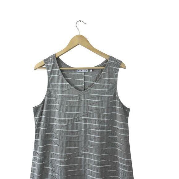 Habitat Large Dress EUC Gray Wave Stripes Sleeveless Knee Length V-Neck Womens - Picture 5 of 11